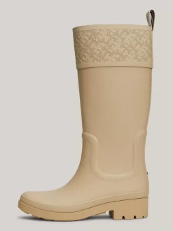 Botki*Tommy Hilfiger Gumowe Kalosze Na Podeszwie Z Protektorem BEIGE