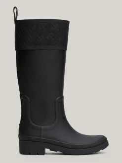 Botki*Tommy Hilfiger Gumowe Kalosze Na Podeszwie Z Protektorem BLACK