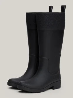 Botki*Tommy Hilfiger Gumowe Kalosze Na Podeszwie Z Protektorem BLACK