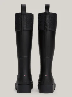 Botki*Tommy Hilfiger Gumowe Kalosze Na Podeszwie Z Protektorem BLACK