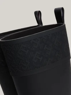 Botki*Tommy Hilfiger Gumowe Kalosze Na Podeszwie Z Protektorem BLACK