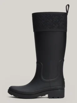 Botki*Tommy Hilfiger Gumowe Kalosze Na Podeszwie Z Protektorem BLACK