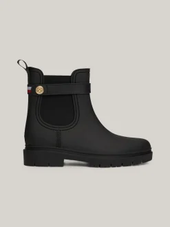 Botki*Tommy Hilfiger Gumowe Kalosze Z Podeszwą Z Protektorem BLACK