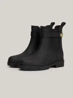 Botki*Tommy Hilfiger Gumowe Kalosze Z Podeszwą Z Protektorem BLACK