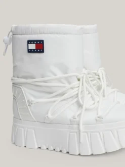 Botki*Tommy Hilfiger Hybrydowe śniegowce Z Ciepłą Wyściółką ECRU