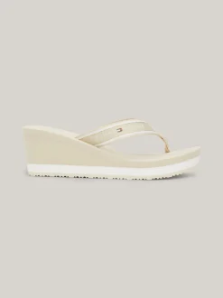 Sandały*Tommy Hilfiger Japonki Na Koturnie Z Logo CLASSIC BEIGE
