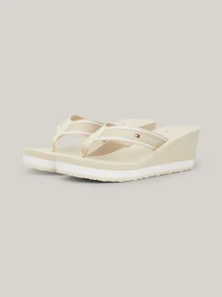 Sandały*Tommy Hilfiger Japonki Na Koturnie Z Logo CLASSIC BEIGE