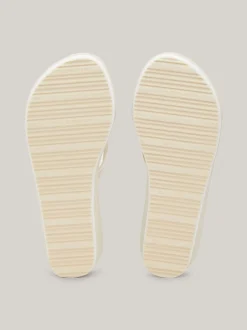 Sandały*Tommy Hilfiger Japonki Na Koturnie Z Logo CLASSIC BEIGE