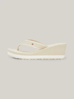 Sandały*Tommy Hilfiger Japonki Na Koturnie Z Logo CLASSIC BEIGE
