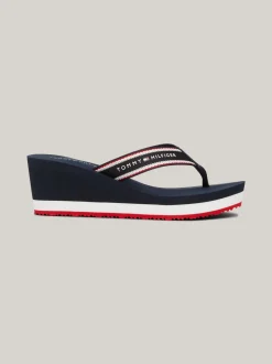 Sandały*Tommy Hilfiger Japonki Na Koturnie Z Logo SPACE BLUE