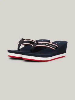 Sandały*Tommy Hilfiger Japonki Na Koturnie Z Logo SPACE BLUE