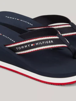 Sandały*Tommy Hilfiger Japonki Na Koturnie Z Logo SPACE BLUE