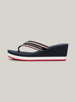 Sandały*Tommy Hilfiger Japonki Na Koturnie Z Logo SPACE BLUE