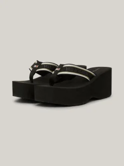 Sandały*Tommy Hilfiger Japonki Na Platformie Z Logo BLACK