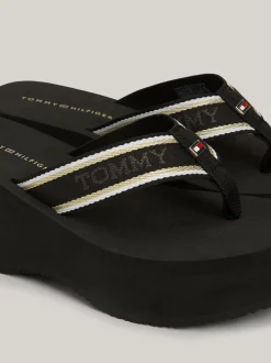 Sandały*Tommy Hilfiger Japonki Na Platformie Z Logo BLACK