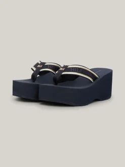 Sandały*Tommy Hilfiger Japonki Na Platformie Z Logo SPACE BLUE