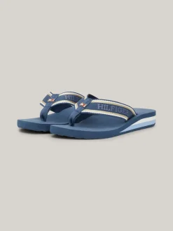 Sandały*Tommy Hilfiger Japonki Z Parcianymi Paskami I Logo FOSSIL BLUE