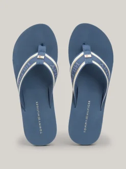 Sandały*Tommy Hilfiger Japonki Z Parcianymi Paskami I Logo FOSSIL BLUE