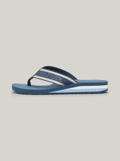 Sandały*Tommy Hilfiger Japonki Z Parcianymi Paskami I Logo FOSSIL BLUE