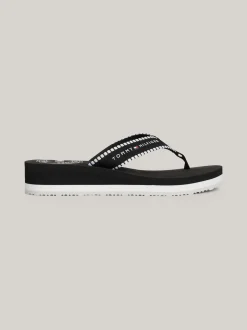 Sandały*Tommy Hilfiger Japonki Z Parcianymi Paskami Z Logo BLACK