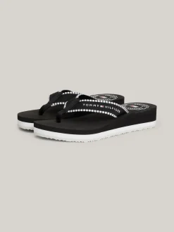 Sandały*Tommy Hilfiger Japonki Z Parcianymi Paskami Z Logo BLACK