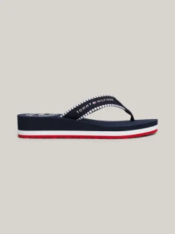 Sandały*Tommy Hilfiger Japonki Z Parcianymi Paskami Z Logo SPACE BLUE