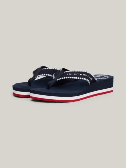 Sandały*Tommy Hilfiger Japonki Z Parcianymi Paskami Z Logo SPACE BLUE