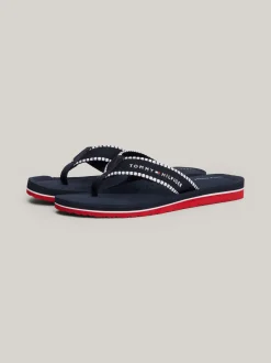 Sandały*Tommy Hilfiger Japonki Z Parcianymi Paskami I Logo SPACE BLUE