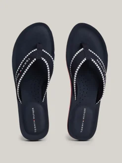 Sandały*Tommy Hilfiger Japonki Z Parcianymi Paskami I Logo SPACE BLUE