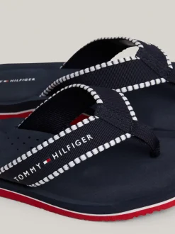 Sandały*Tommy Hilfiger Japonki Z Parcianymi Paskami I Logo SPACE BLUE