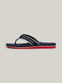 Sandały*Tommy Hilfiger Japonki Z Parcianymi Paskami I Logo SPACE BLUE