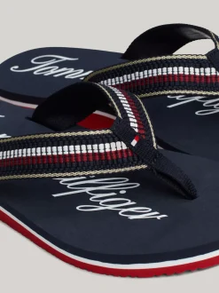 Sandały*Tommy Hilfiger Japonki Z Paskami Z Sygnowanej Taśmy SPACE BLUE