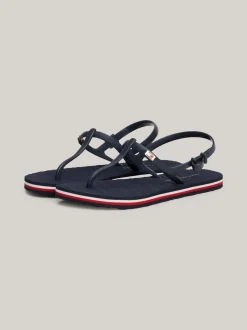 Sandały*Tommy Hilfiger Japonki Z Paskiem Wokół Kostki I Flagą SPACE BLUE