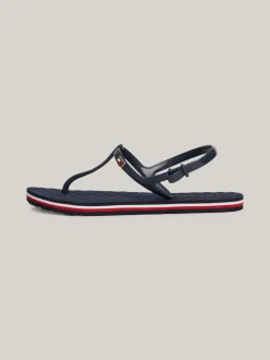 Sandały*Tommy Hilfiger Japonki Z Paskiem Wokół Kostki I Flagą SPACE BLUE