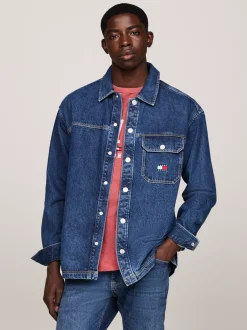 Koszule*Tommy Hilfiger Jeansowa Koszula Wierzchnia Z Kieszenią MID INDIGO