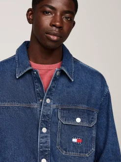 Koszule*Tommy Hilfiger Jeansowa Koszula Wierzchnia Z Kieszenią MID INDIGO