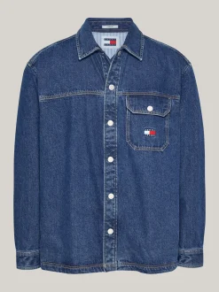 Koszule*Tommy Hilfiger Jeansowa Koszula Wierzchnia Z Kieszenią MID INDIGO