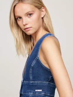 Sukienki*Tommy Hilfiger Jeansowa Sukienka Maxi Z Zapięciem Na Guziki DENIM MEDIUM