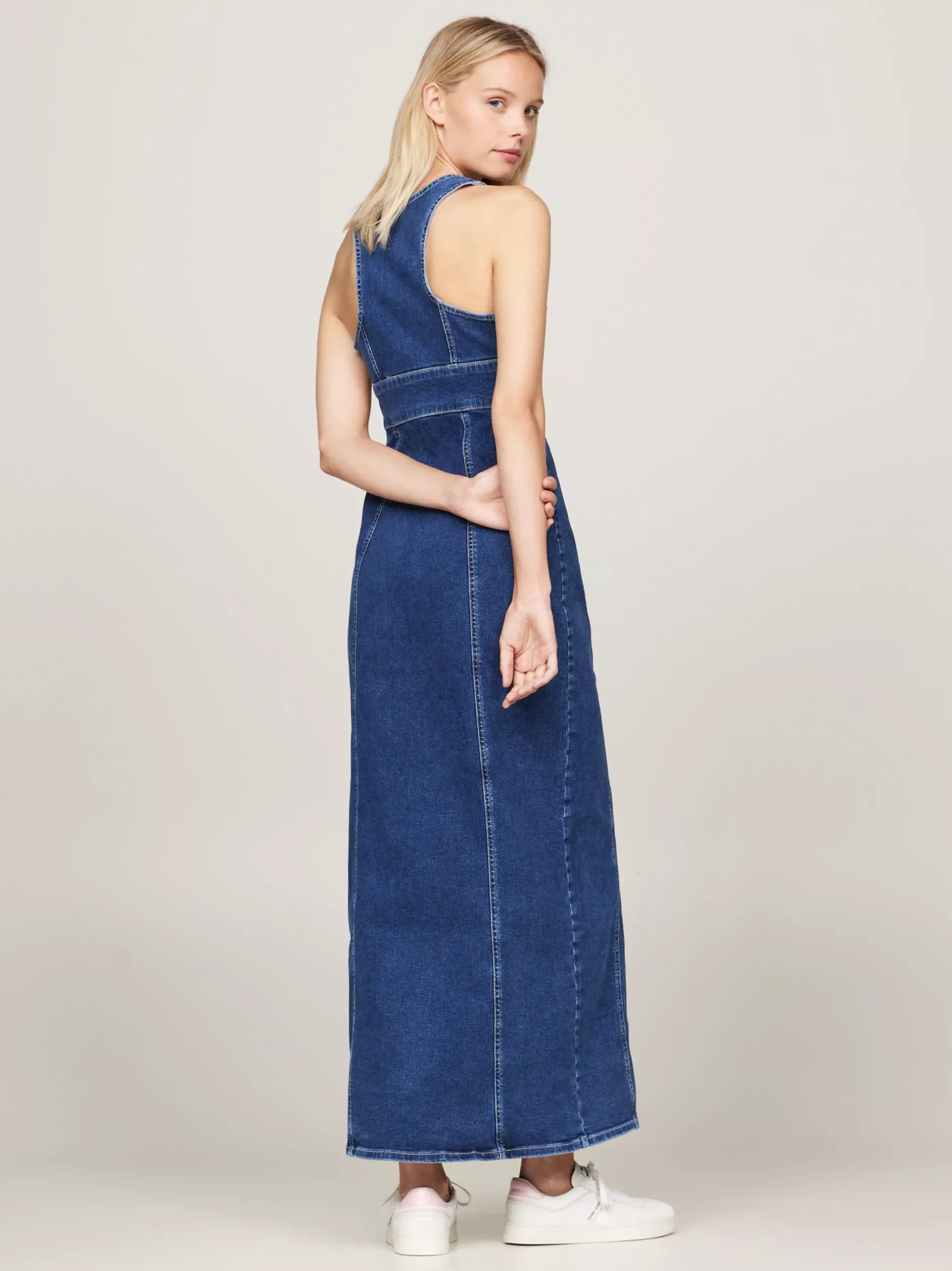 Sukienki*Tommy Hilfiger Jeansowa Sukienka Maxi Z Zapięciem Na Guziki DENIM MEDIUM
