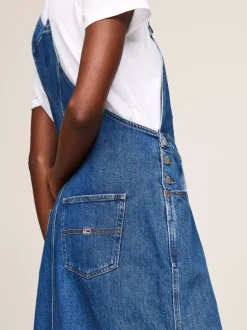 Sukienki*Tommy Hilfiger Jeansowa Sukienka Ogrodniczka O Długości Midi DENIM MEDIUM