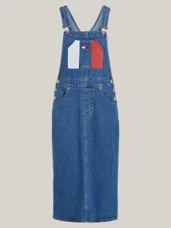 Sukienki*Tommy Hilfiger Jeansowa Sukienka Ogrodniczka O Długości Midi DENIM MEDIUM