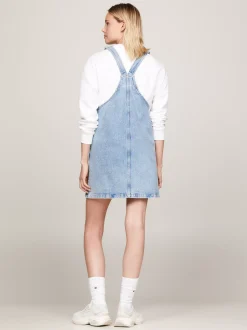 Sukienki*Tommy Hilfiger Jeansowa Sukienka Ogrodniczka O Długości Mini DENIM LIGHT