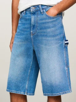 Szorty*Tommy Hilfiger Jeansowe Szorty W Stolarskim Stylu DENIM MEDIUM