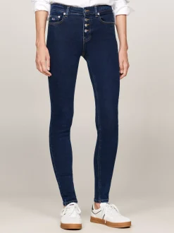Jeansy*Tommy Hilfiger Jeansy Nora O Wąskim Kroju Ze średnim Stanem DENIM DARK