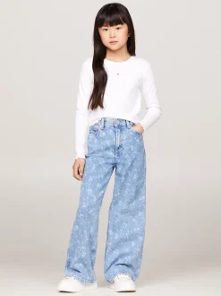 Jeansy*Tommy Hilfiger Jeansy Z Szerokimi Nogawkami W Kwiatowy Wzór LASER