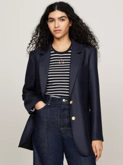 Marynarki*Tommy Hilfiger Jednorzędowa Luźna Marynarka Z Emblematem DESERT SKY