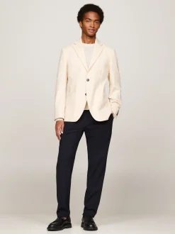 Garnitury I Kostiumy|Marynarki*Tommy Hilfiger Jednorzędowa Marynarka Na Co Dzień CLASSIC BEIGE