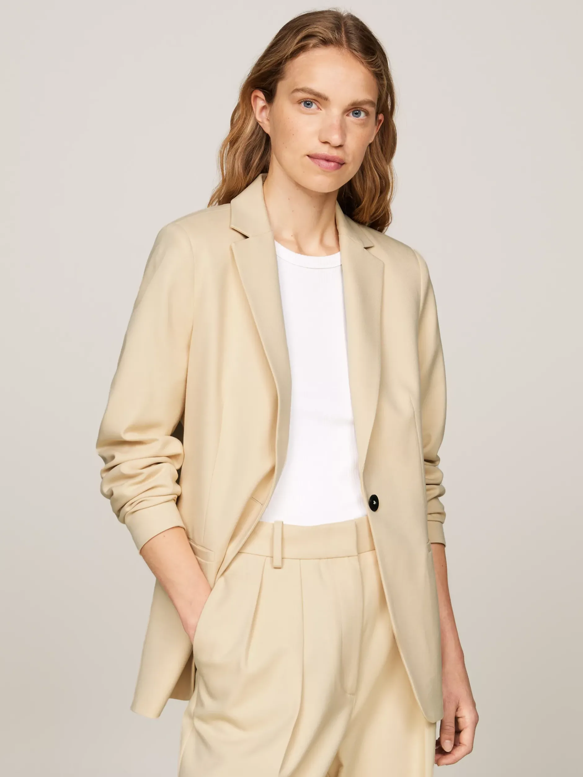 Marynarki*Tommy Hilfiger Jednorzędowa Marynarka O Regularnym Kroju COUNTRY IVORY