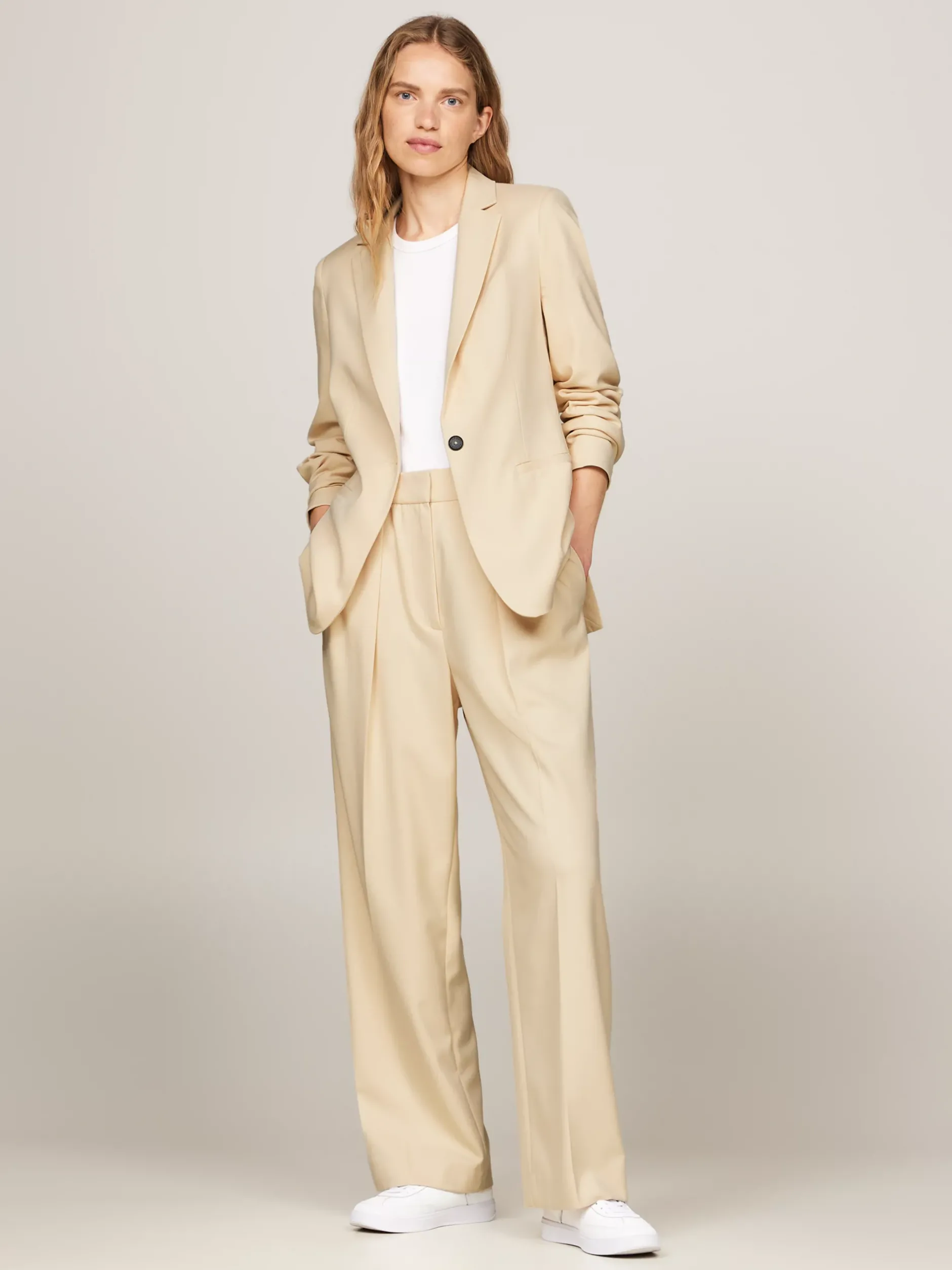 Marynarki*Tommy Hilfiger Jednorzędowa Marynarka O Regularnym Kroju COUNTRY IVORY