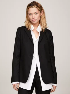 Marynarki*Tommy Hilfiger Jednorzędowa Marynarka O Regularnym Kroju BLACK